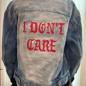 Custom Hand Painted Gothic Lettering Denim Jacket